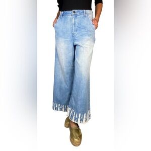 Pilcro and the Letterpress (Anthropologie) Light Bleach Tie Dye Wide Leg Jeans